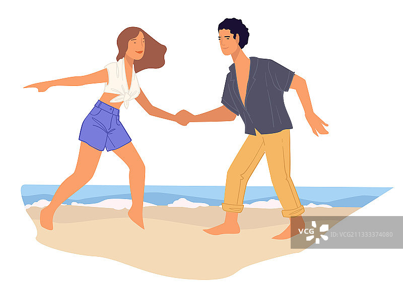 在海边练习舞蹈的男人和女人图片素材