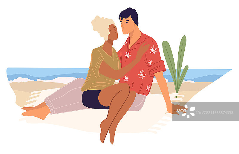 情侣在海边度过浪漫周末图片素材