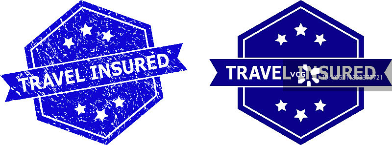 带橡胶的六角形旅行保险水印图片素材