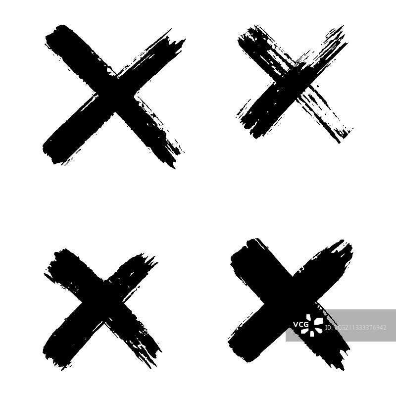手绘黑色交叉笔刷笔触合集图片素材