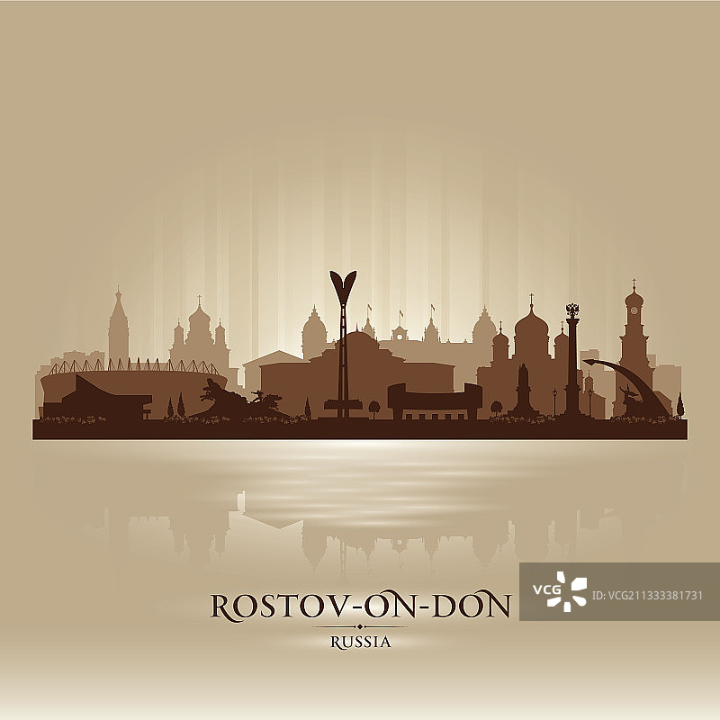 俄罗斯顿河畔罗斯托夫城市天际线剪影图片素材
