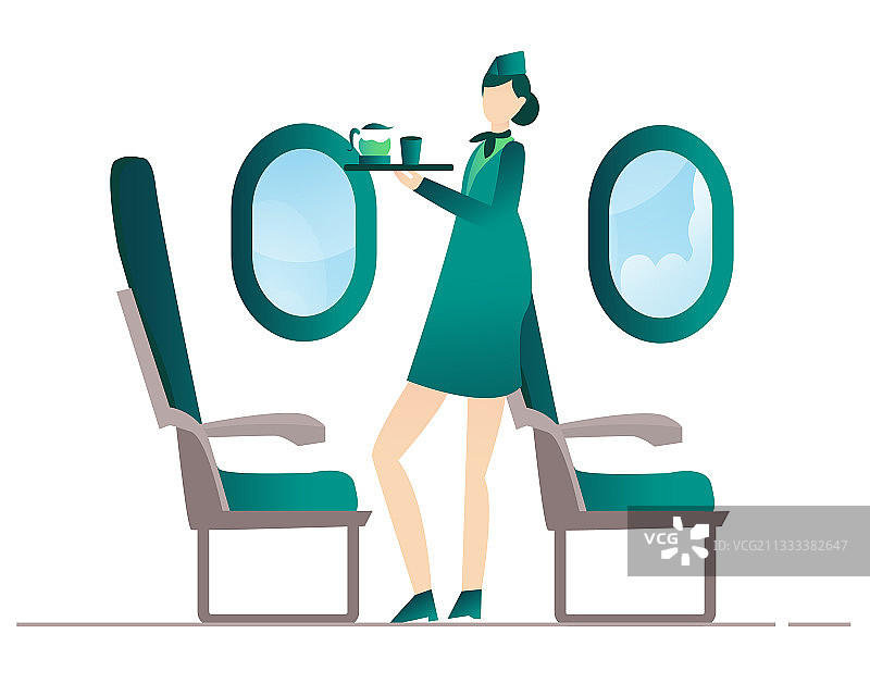 空乘服务员提供饮品服务图片素材