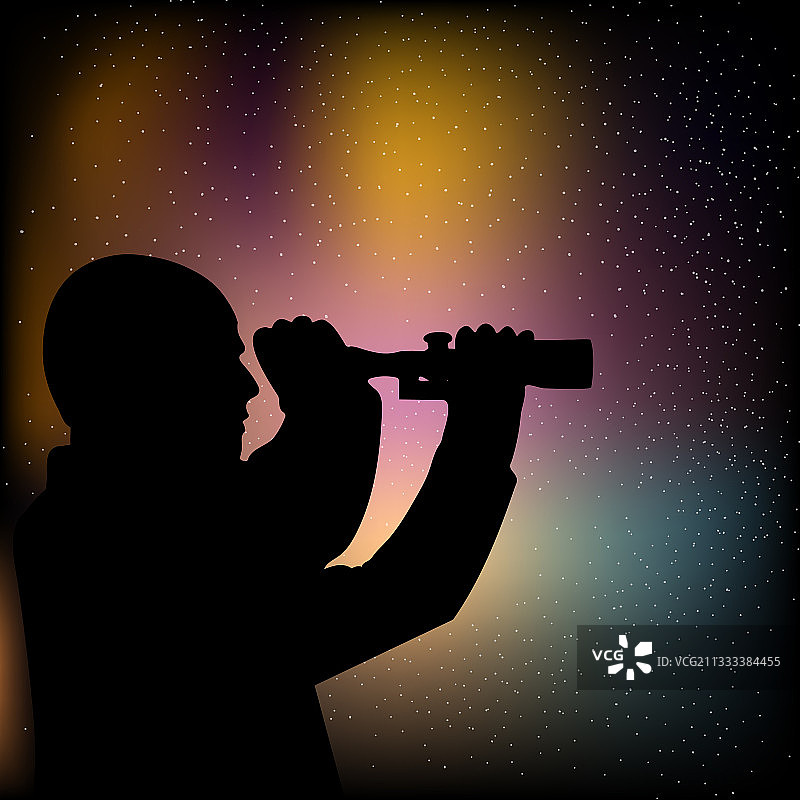 剪影星空下的男人和男孩图片素材