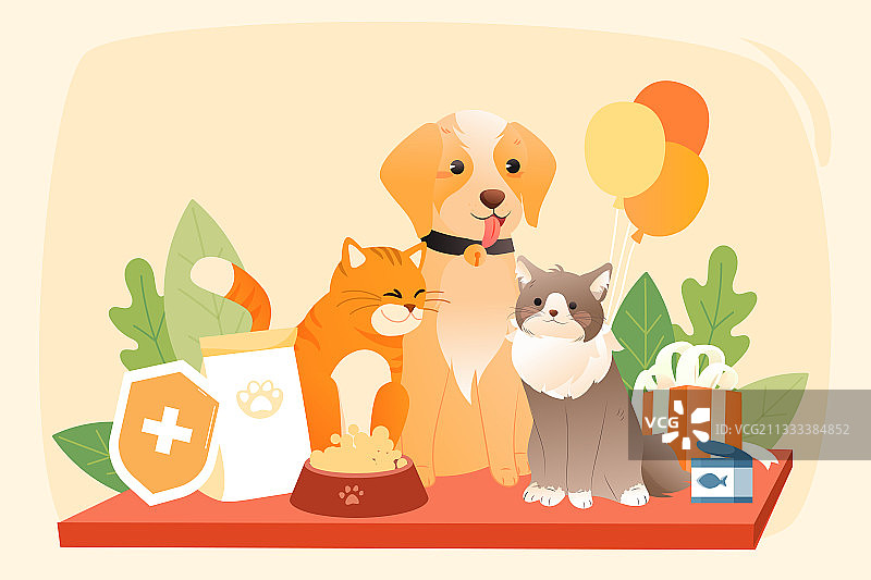 卡通动物园亲子游家人出游家养猫咪宠物娱乐消费电商促销矢量插画图片素材