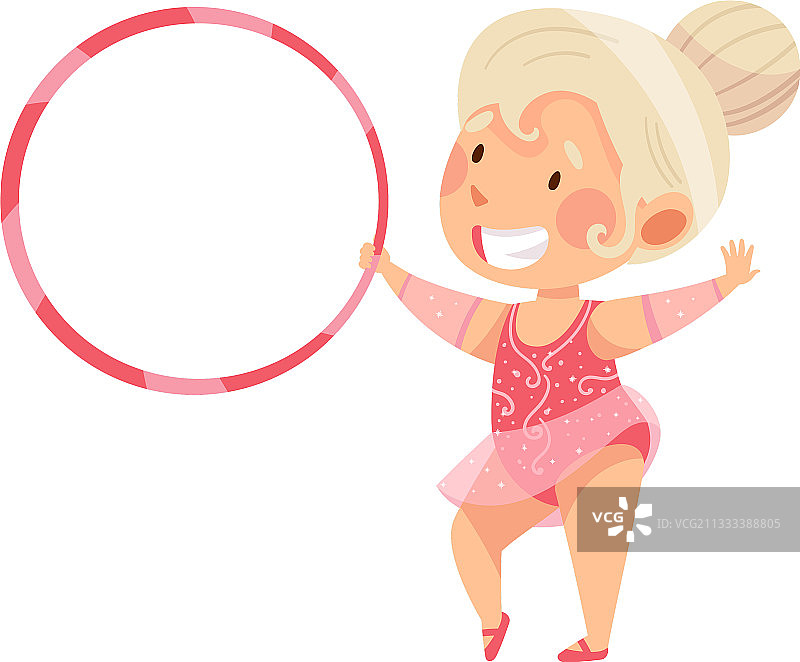 快乐女孩玩呼啦圈做艺术体操图片素材