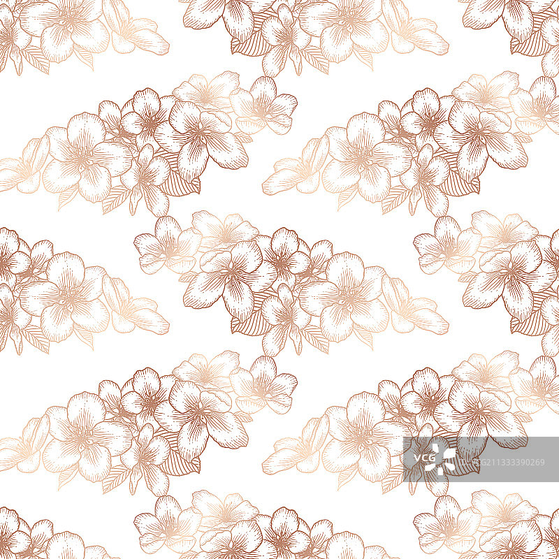 玫瑰金色无缝花卉植物图案图片素材