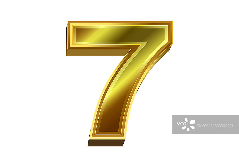 3D金色数字7图片素材