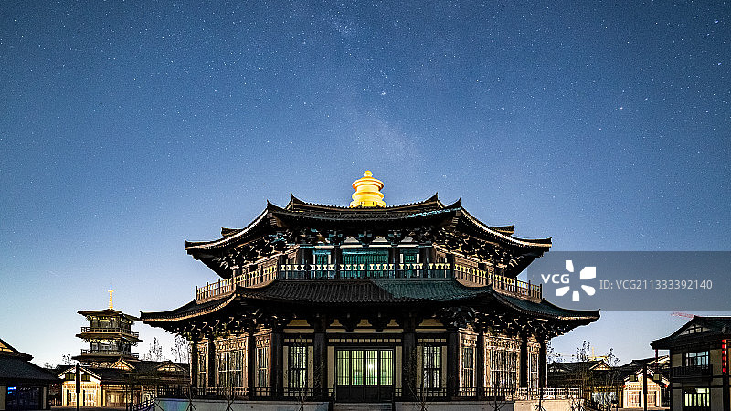 云台古镇星空图片素材