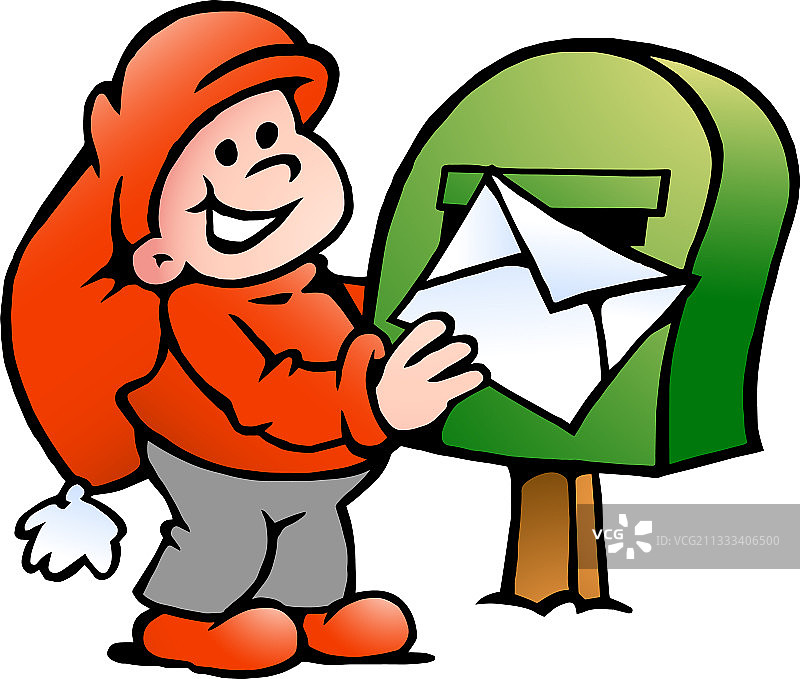 卡通快乐精灵寄信图片素材