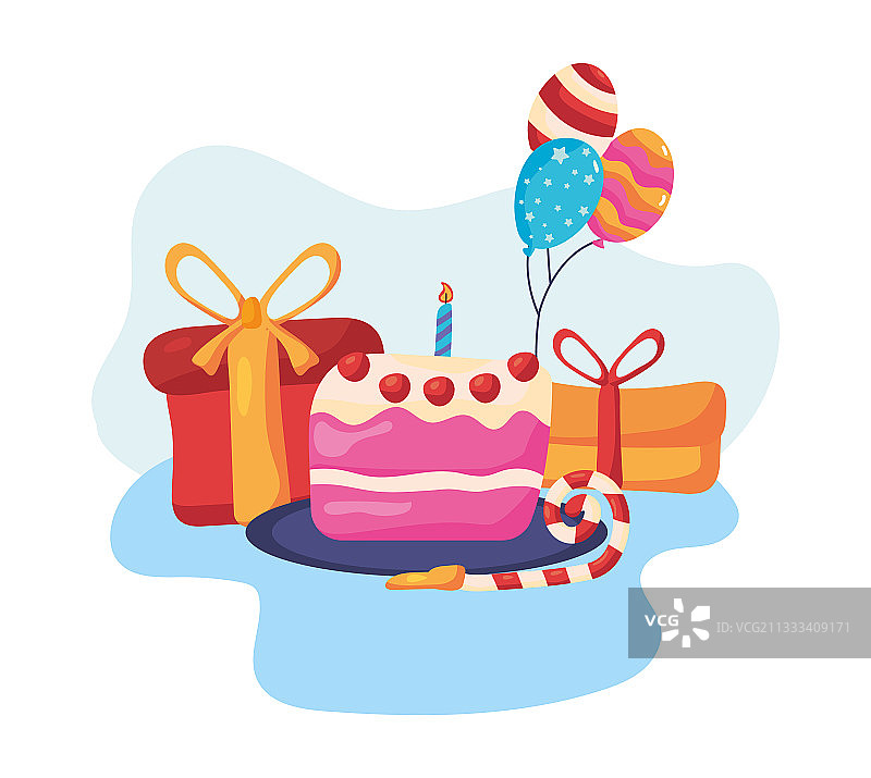礼品气球甜蜜生日快乐蛋糕图片素材