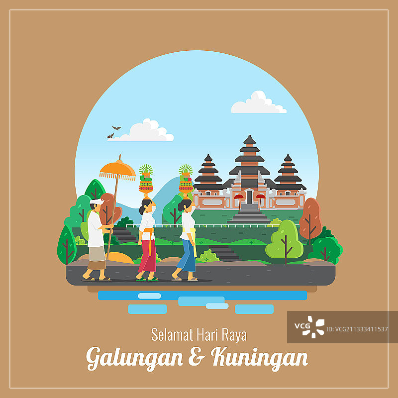 巴厘岛Galungan和Kuningan节日问候图片素材