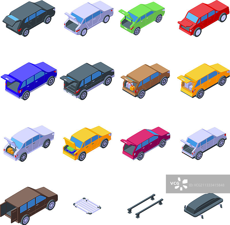 后备箱汽车图标2.5D风格图片素材