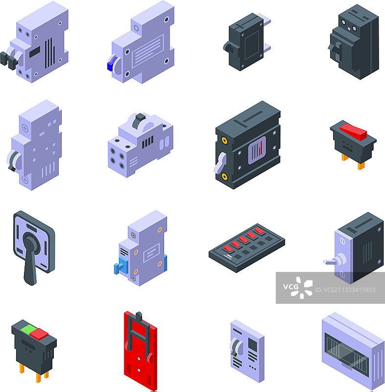 断路器开关图标2.5D风格图片素材