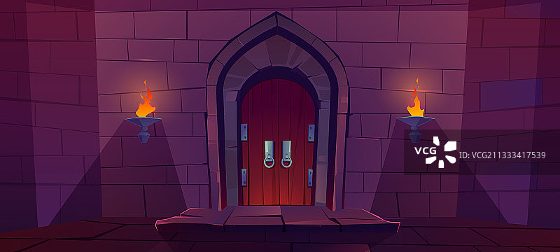 中世纪城堡或地牢的木门图片素材