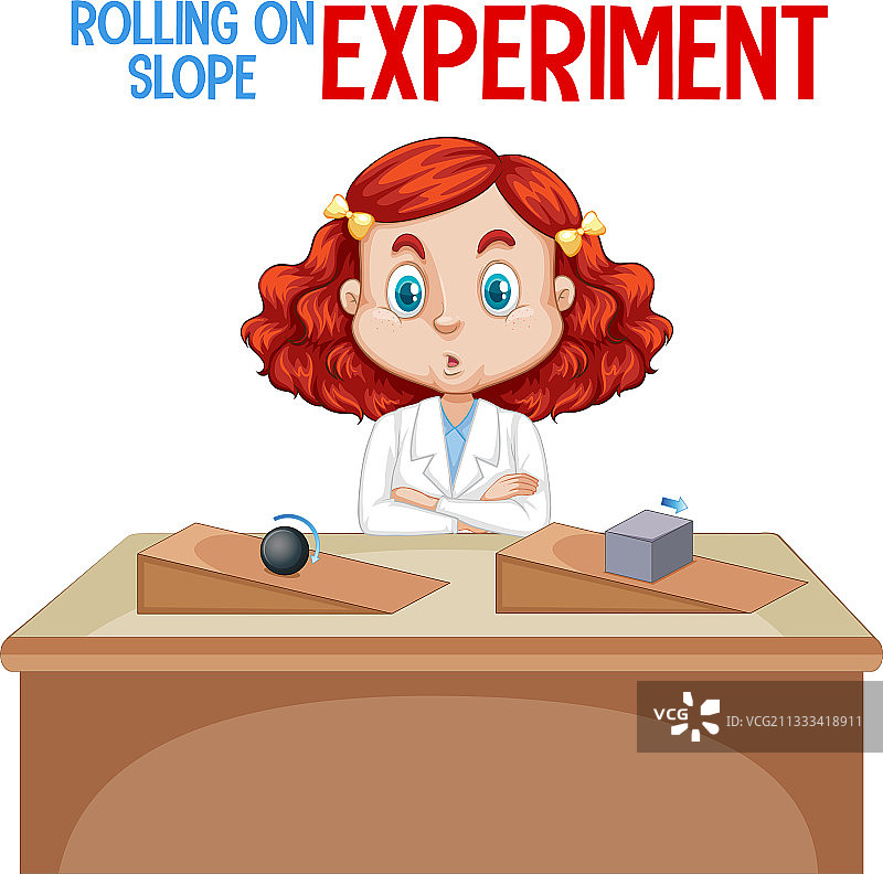 科学家讲解斜坡滚动实验图片素材