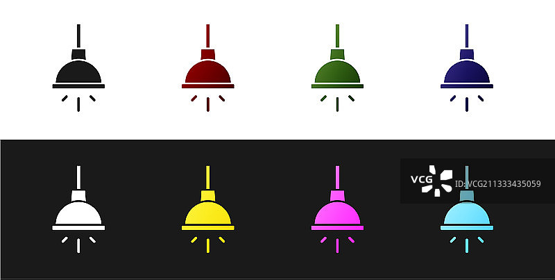 黑白吊灯图标合集图片素材