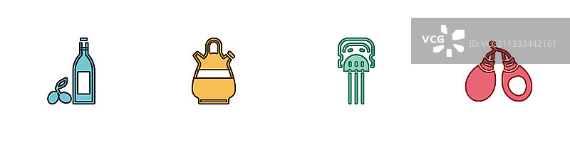 橄榄油瓶、桑格利亚汽酒壶图片素材