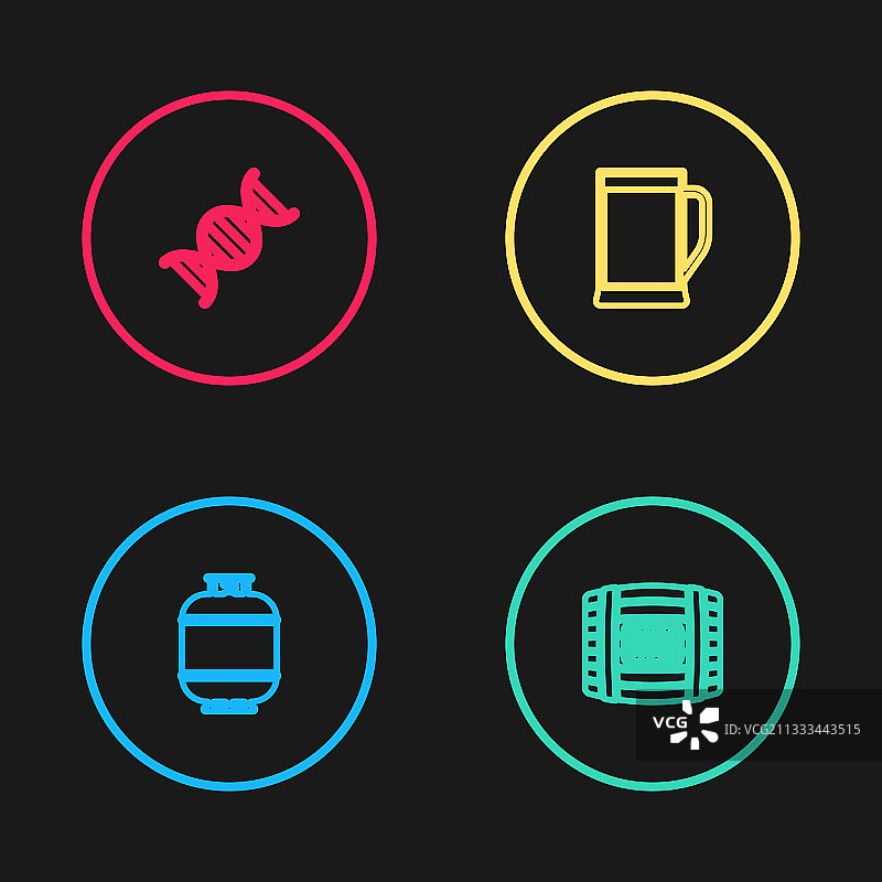 线条集合：装满朗姆酒的木桶和丙烷气罐图片素材