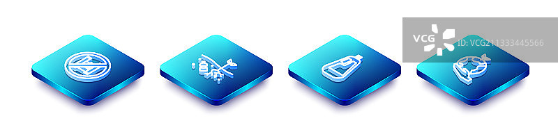 2.5D等距线路拒绝塑料袋海报图标图片素材