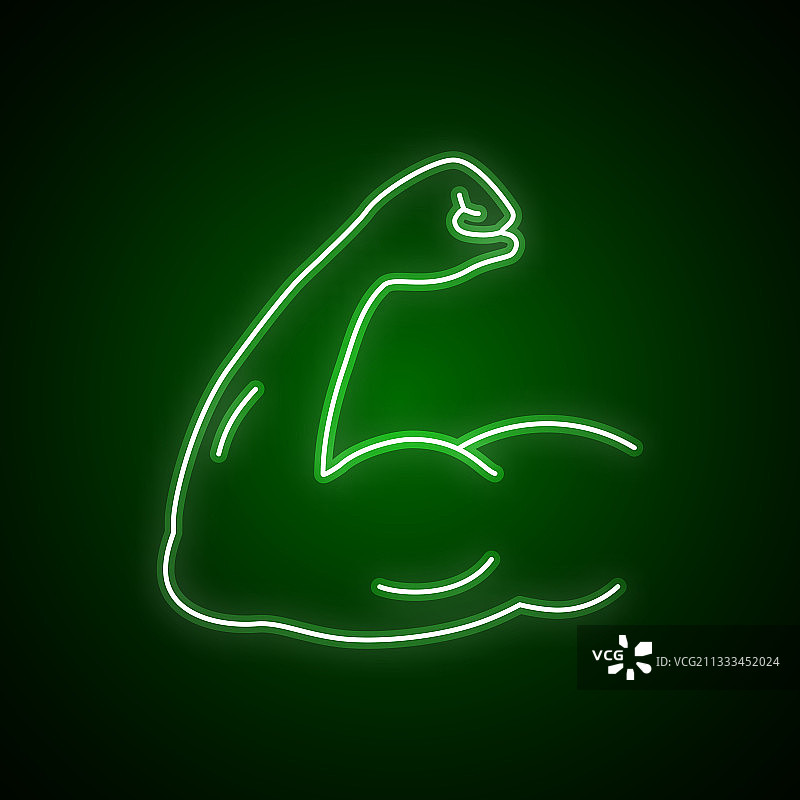 手臂肌肉线条霓虹灯图标图片素材