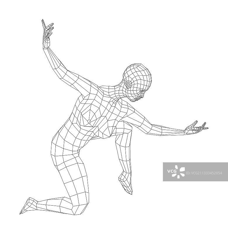舞蹈姿势的线框芭蕾舞演员图片素材