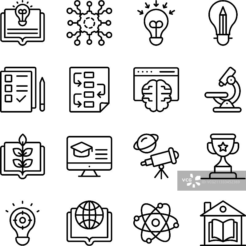 学习主题线性图标包图片素材