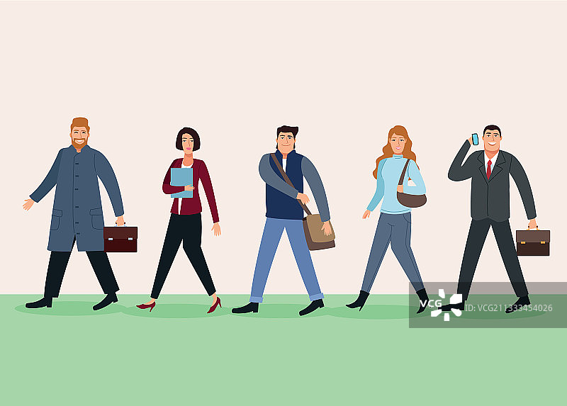 五位商务人士的背影图片素材