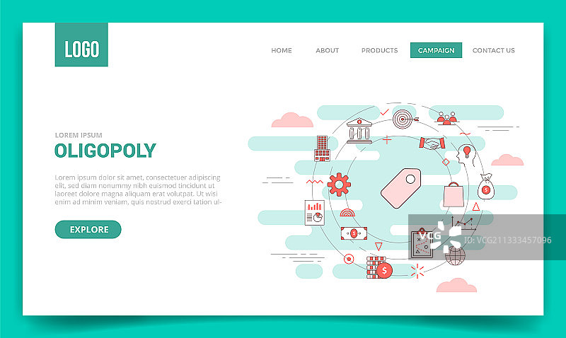网站寡头垄断概念圆形图标图片素材
