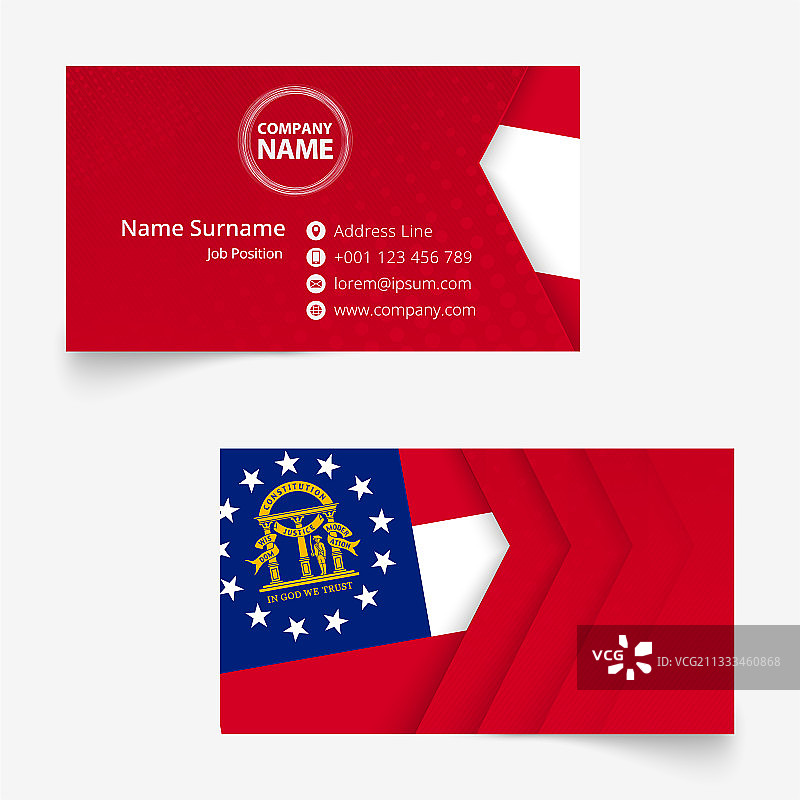 格鲁吉亚国旗名片，标准尺寸90x50毫米图片素材