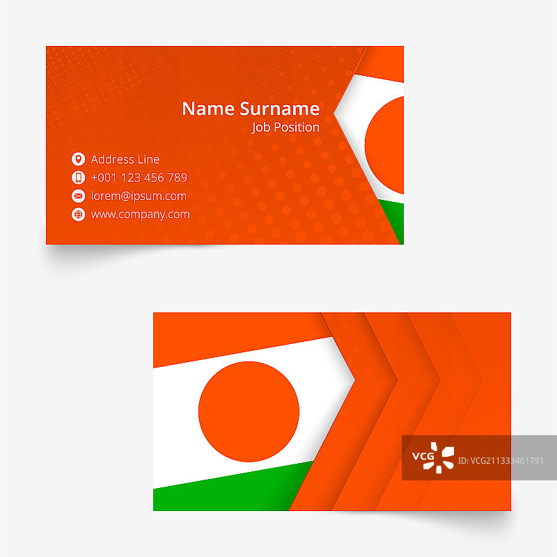 尼日尔国旗名片标准尺寸90x50毫米图片素材