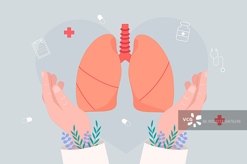 呵护肺健康矢量插画图片素材
