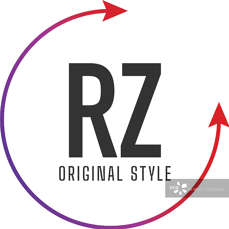 首字母RZ圆形彩色标志设计图片素材