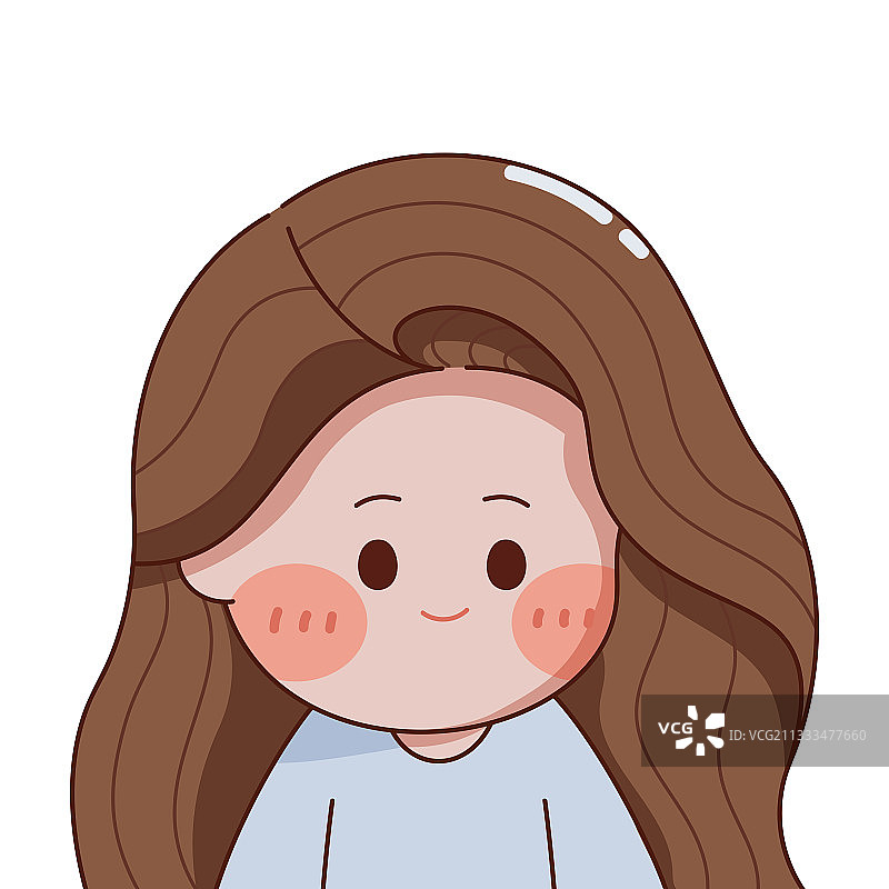 Q版圆脸萌系女生卡通头像图片素材