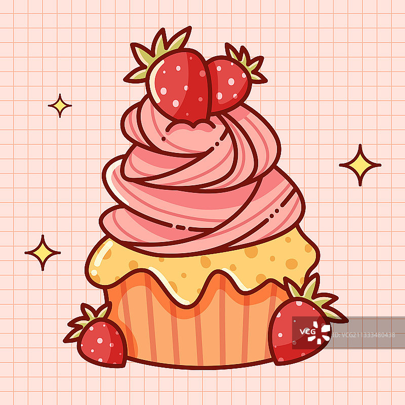 可爱草莓奶酪蛋糕食物插画图片素材