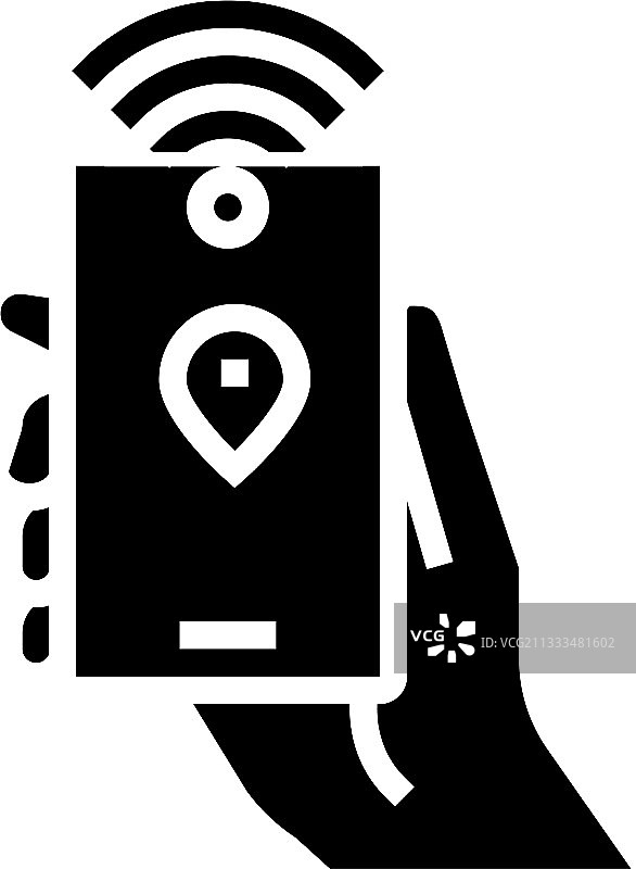 带有RFID NFC技术的智能手机字形图标图片素材