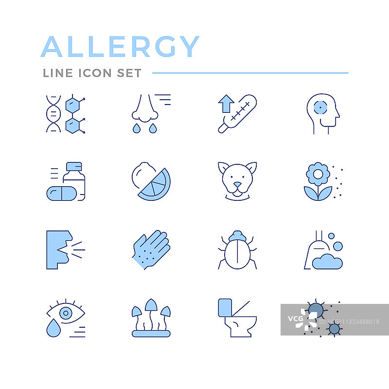 过敏彩色线性图标合集图片素材