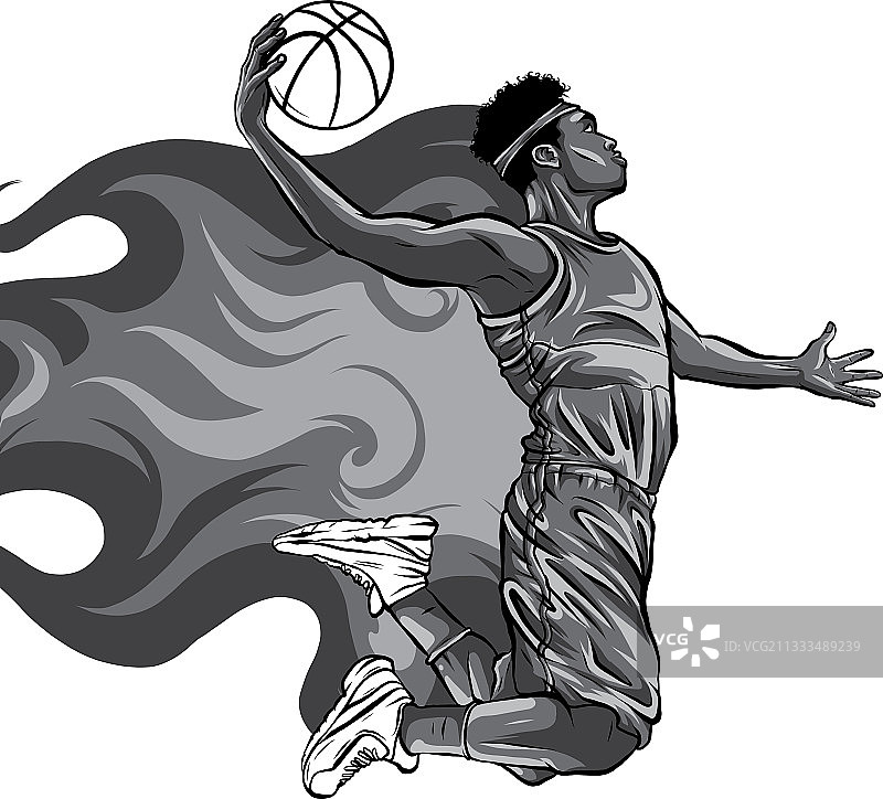 单色篮球运动员图片素材
