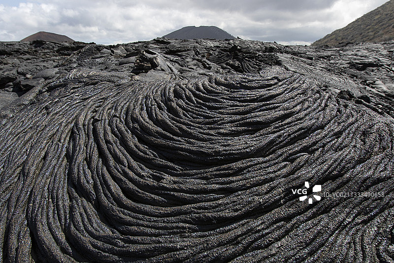 圣地亚哥岛加拉帕戈斯群岛的罗纹熔岩流图片素材