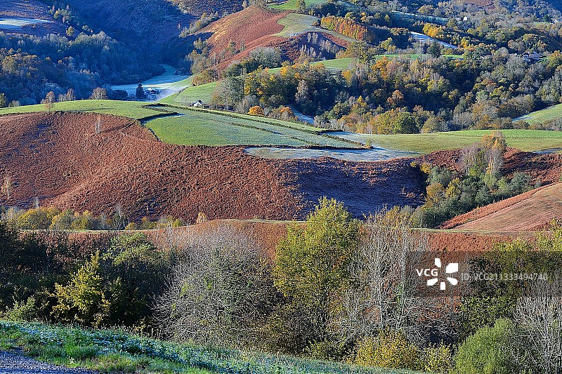 法国比利牛斯-大西洋省巴雷图斯山谷的冰霜博卡奇图片素材