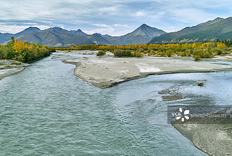 秋季的托克河，格伦高速公路：阿拉斯加托克至安克雷奇图片素材