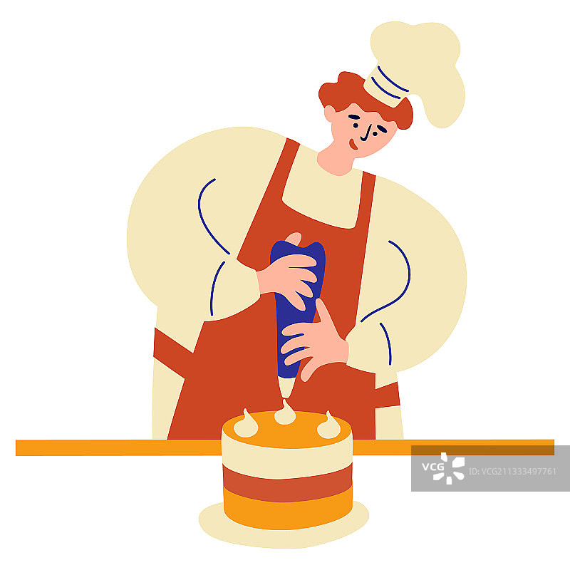 快乐的面包师糕点师准备装饰图片素材