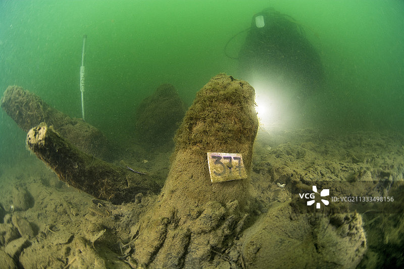 埃罗河下游的青铜时代水下考古遗址，法国图片素材