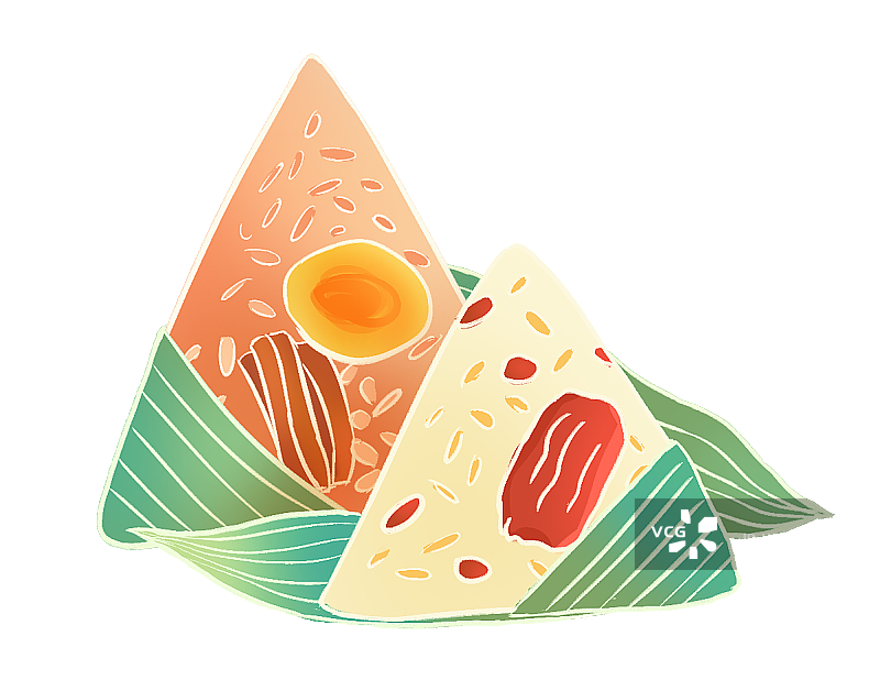 端午节甜咸组合粽子蛋黄肉粽甜枣粽线条中国风图片素材