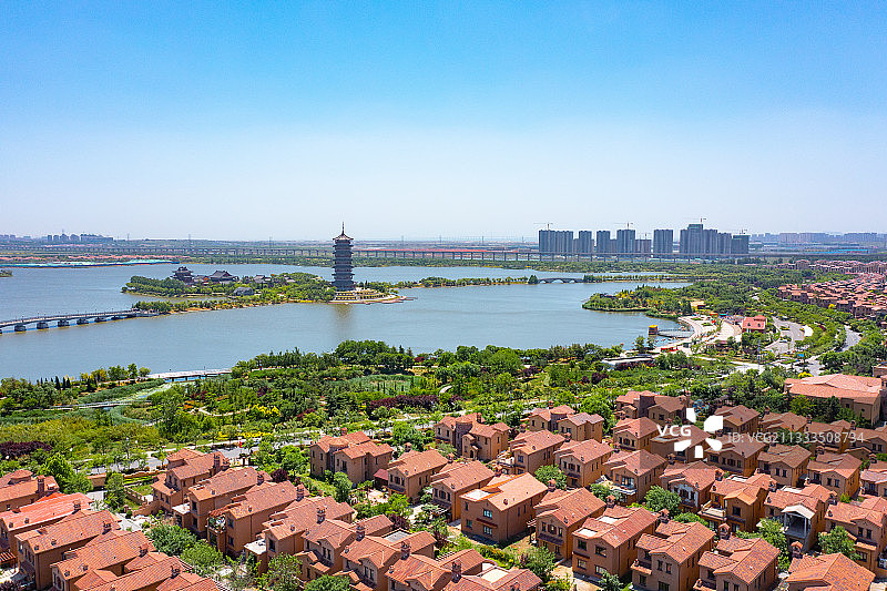 公园湖泊古建筑图片素材