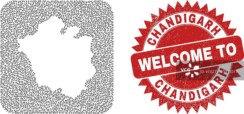 欢迎印章和昌迪加尔市地图图片素材