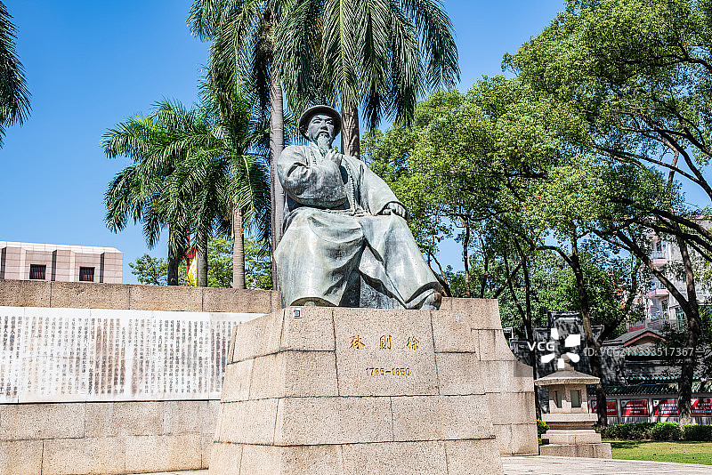 中国广东省东莞市虎门林则徐纪念馆的林则徐雕像图片素材