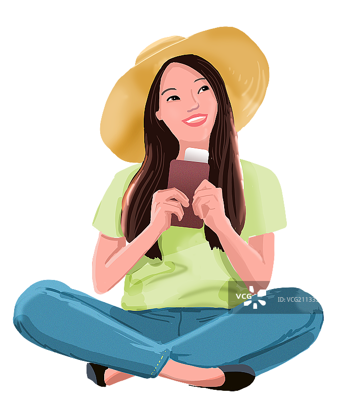 候机女孩图片素材