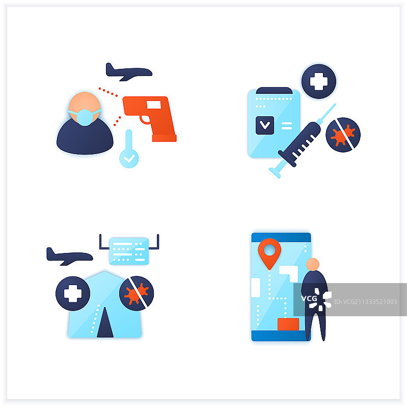 机场新常态扁平图标集图片素材