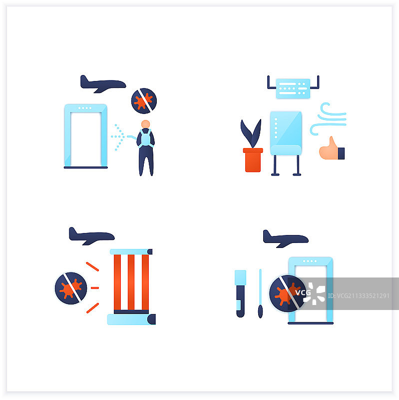 机场新常态扁平图标集图片素材