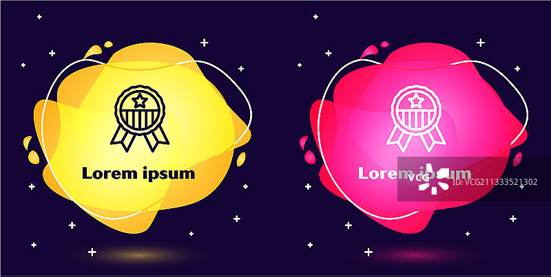 蓝色背景上的星星图标线条勋章图片素材